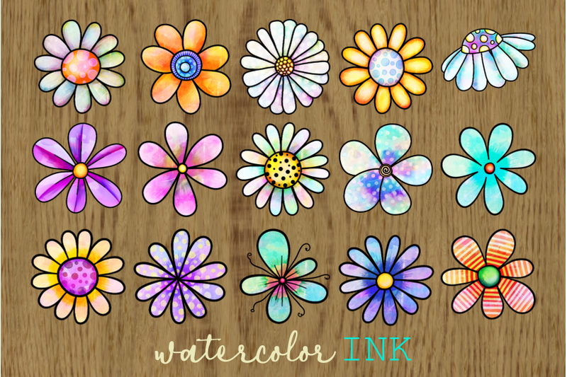 daisy-flower-watercolor-clipart-objects