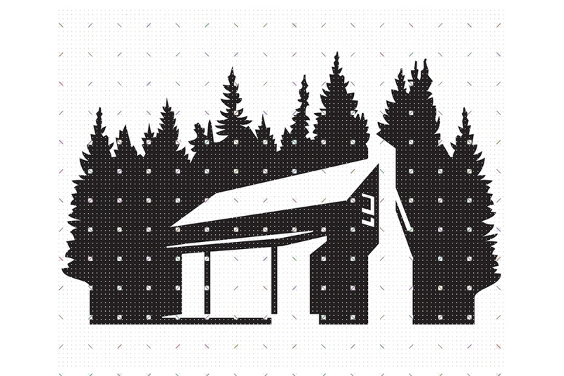 small-log-cabin-in-the-forest-svg-clipart