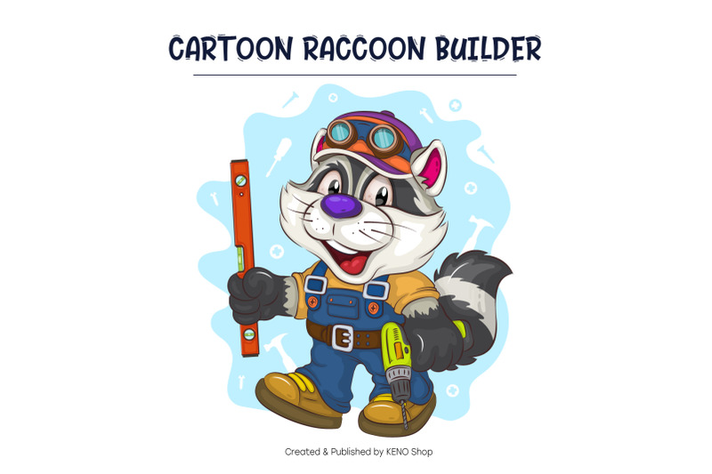 cartoon-raccoon-builder-t-shirt-png-svg