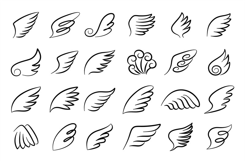 wings-outline-hand-drown-angelic-emblem-bird-and-angel-parts-for-fli