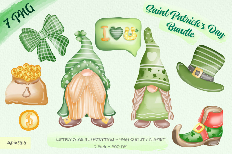 gnomes-bundle-watercolor-clipart