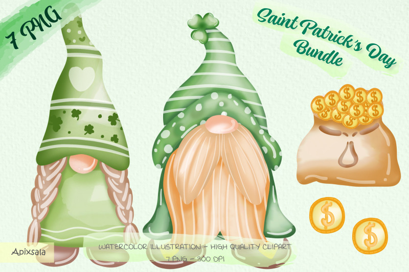gnomes-bundle-watercolor-clipart
