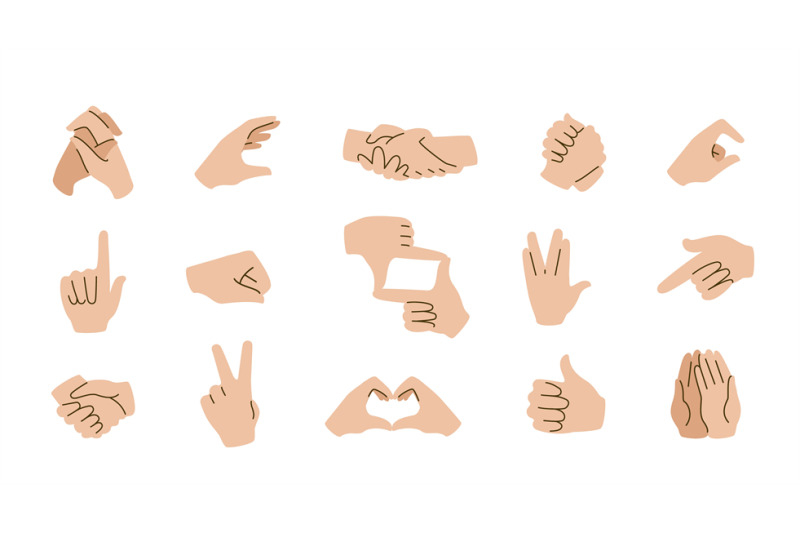 Hand gestures emoticons. Communication icons with pointing fingers, op ...