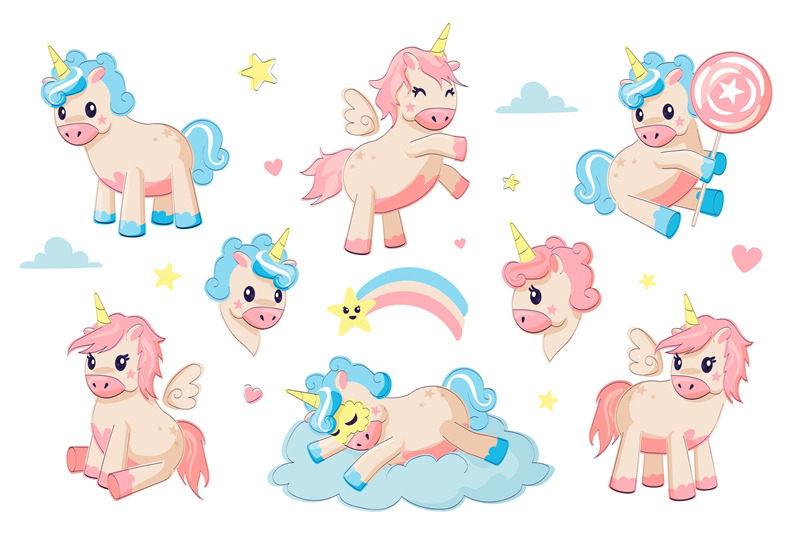 cartoon-unicorns-fairy-tale-little-animals-in-sky-play-and-sleep-on