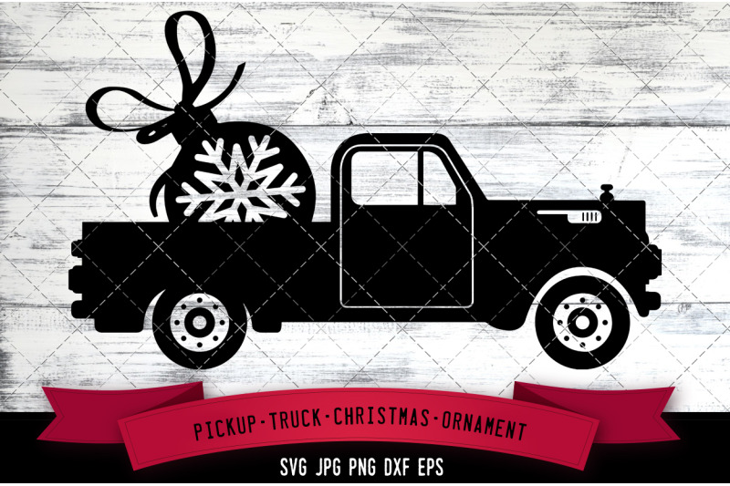pickup-truck-christmas-ornament-silhouette-vector