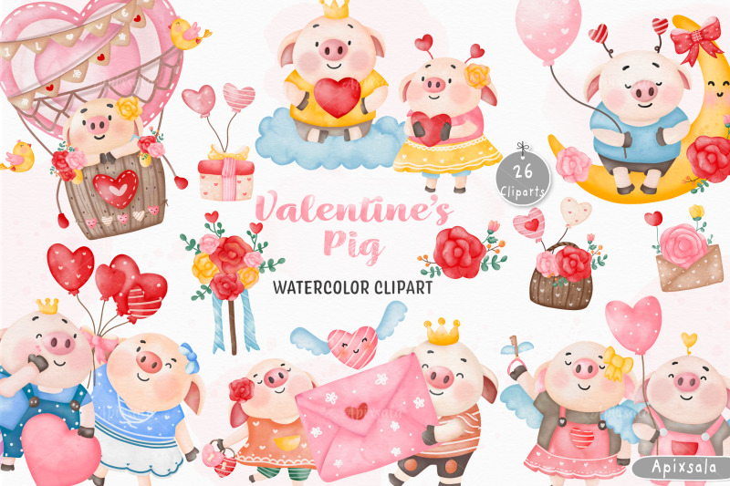 valentine-day-amp-cute-piggy-watercolor