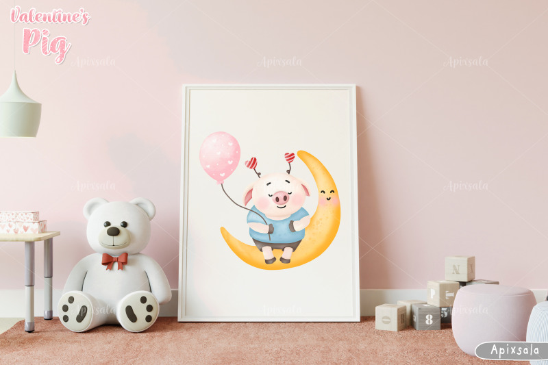 valentine-day-amp-cute-piggy-watercolor