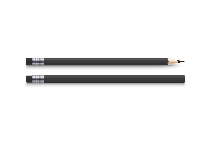 realistic-black-pencils-with-eraser-realistic-sharpened-wooden-graphi