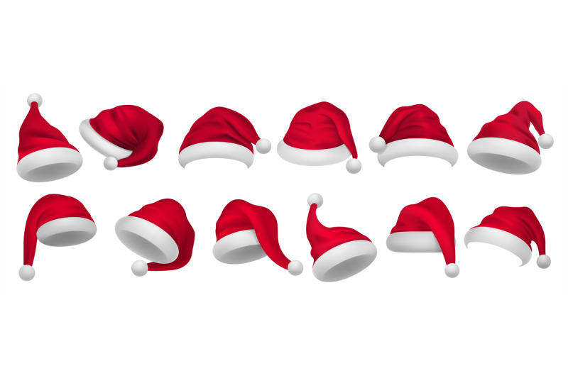 christmas-hat-santa-claus-xmas-decorative-elements-different-angles