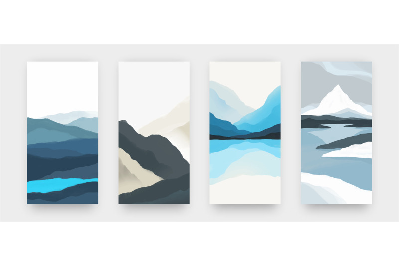 abstract-landscape-minimalist-posters-in-asian-style-with-watercolor