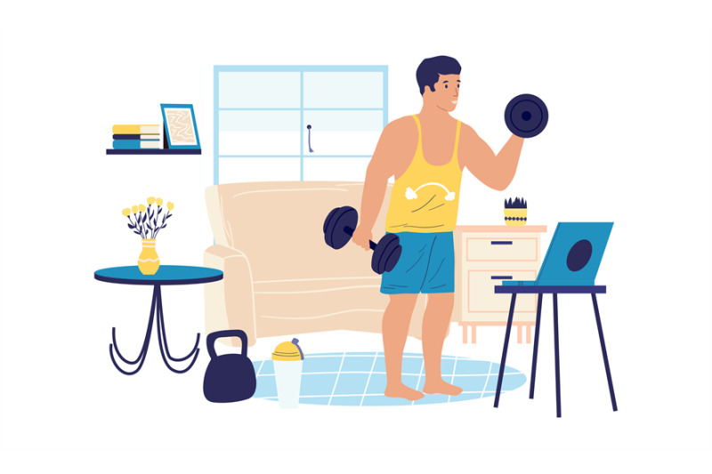 home-workout-young-man-doing-sport-exercises-with-dumbbells-and-kettl