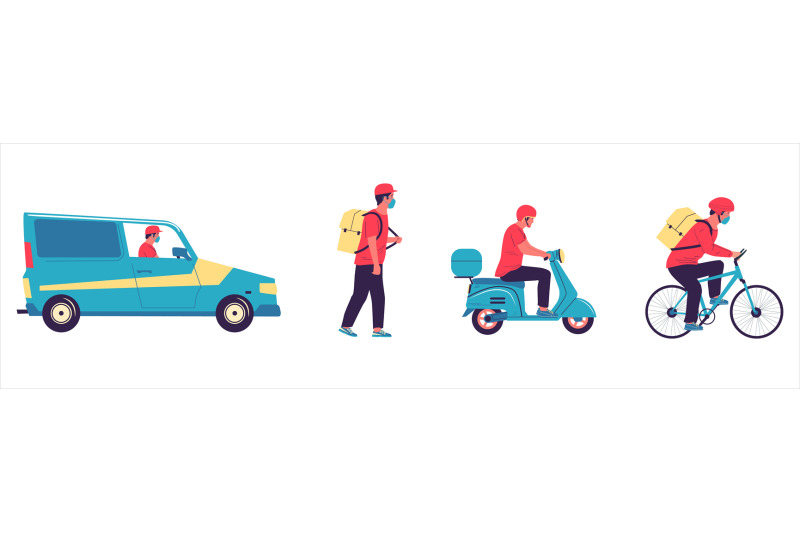 delivery-courier-man-driving-car-scooter-and-bicycle-worker-wear-pr