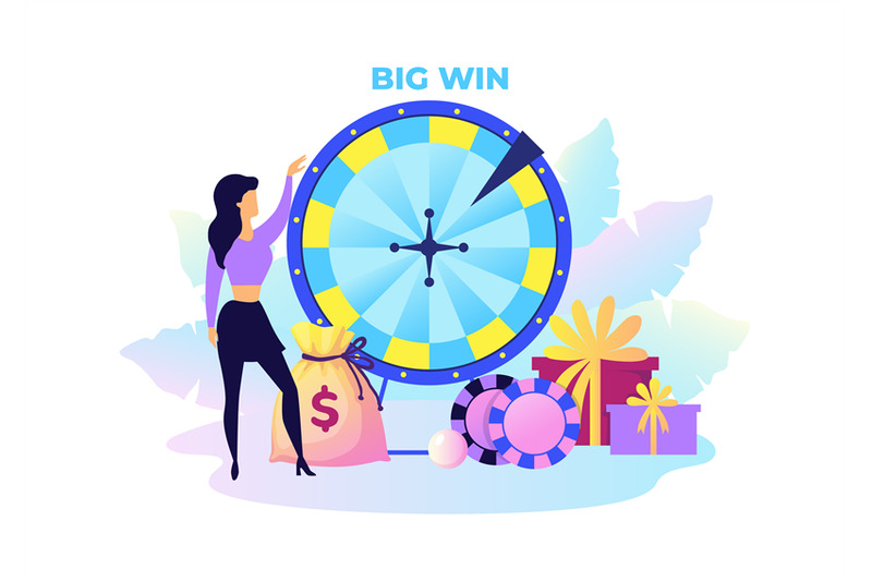 fortune-wheel-woman-with-presents-and-money-big-win-in-lottery-conce