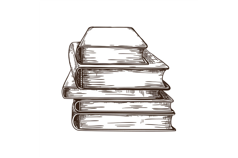 hand-drawn-book-stack-of-retro-textbooks-hardcover-publications-out