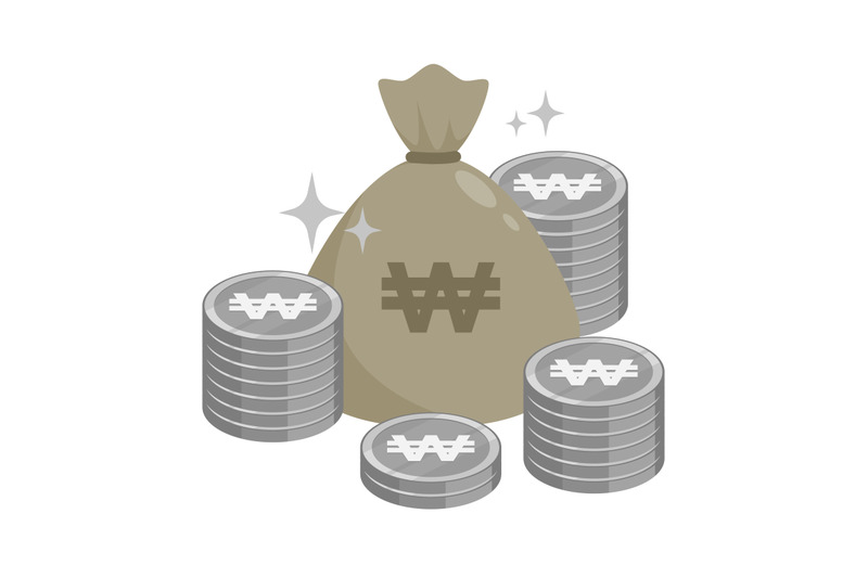 silver-korean-won-nbsp-coins-money-bag