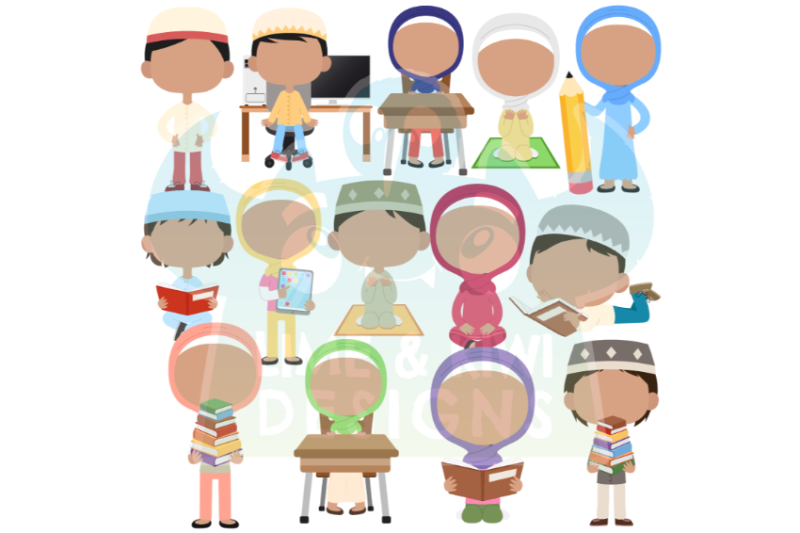 everyday-muslim-kids-without-faces-clipart