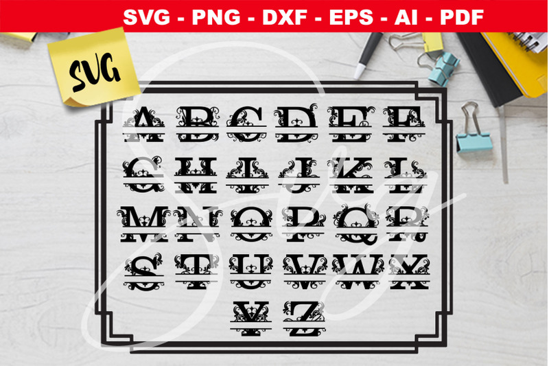 split-regal-monogram-alphabet-letters-svg-dxf-monogram-frame-alphabet