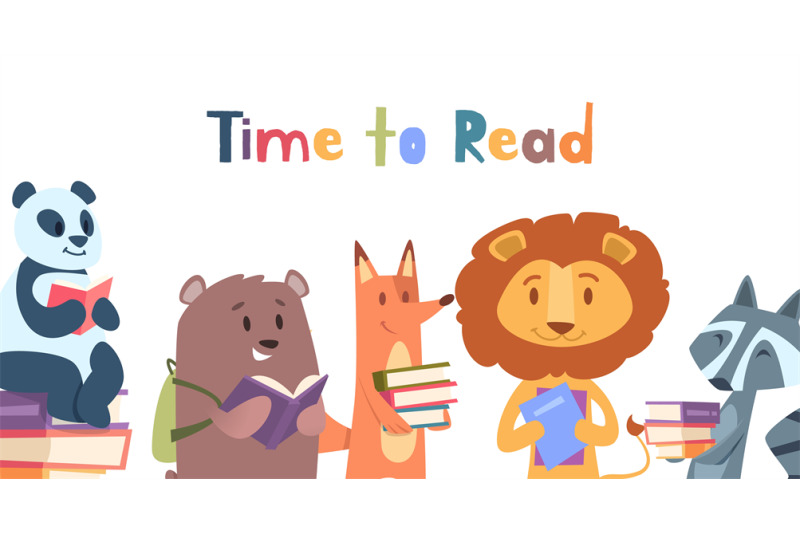 reading-animals-wild-animal-with-books-lion-fox-bear-panda-read-vect