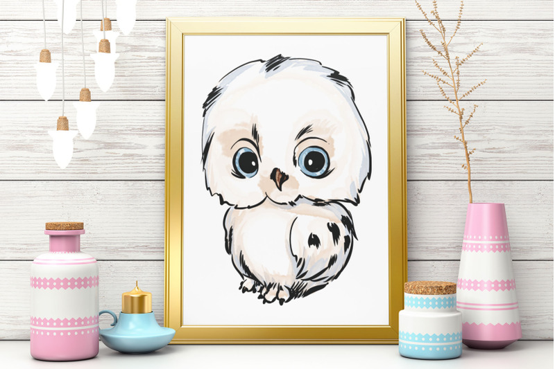 baby-owl-clipart-watercolor-illustrtation-baby-owl-cute-owl-woodla