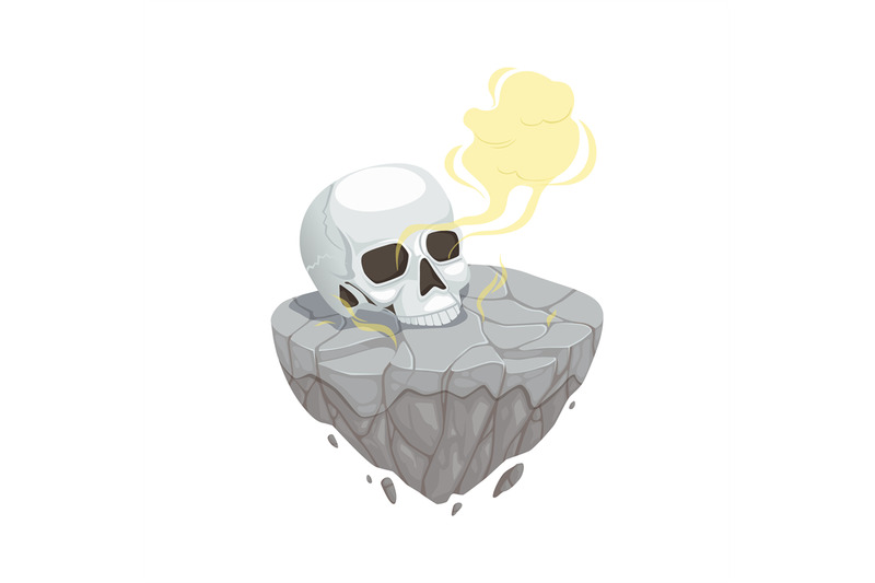 skull-on-stones-isometric-game-location-element-human-bones-on-rock