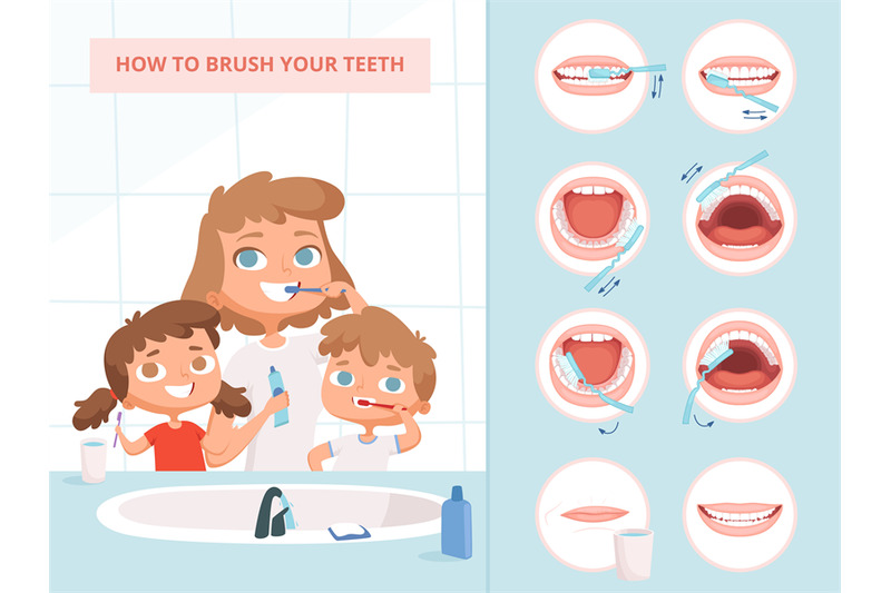 how-to-brush-teeth-brushing-tooth-instruction-family-hygiene-mother