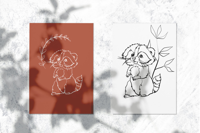 baby-raccoon-clipart-watercolor-woodland-flowers-set-woodland-animal