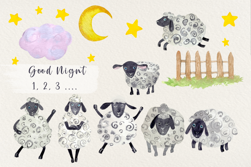 black-sheep-watercolor-clip-art-set