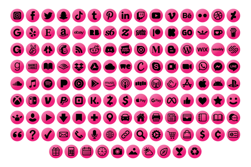 pink-circle-social-media-icons-set