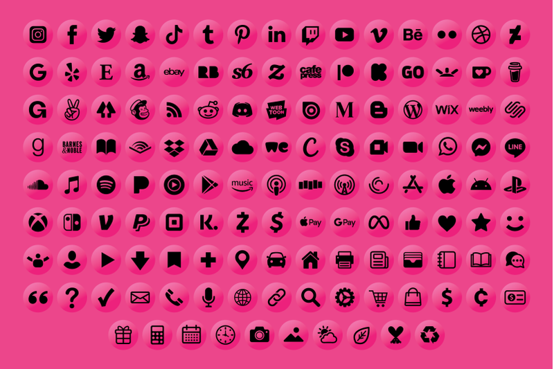 pink-circle-social-media-icons-set