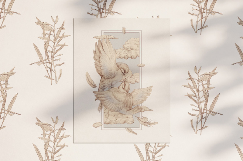 sparrows-couple-poster-love-vintage-sketch-print-png