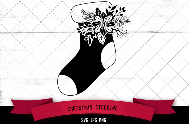 christmas-stocking-floral-silhoette-vector