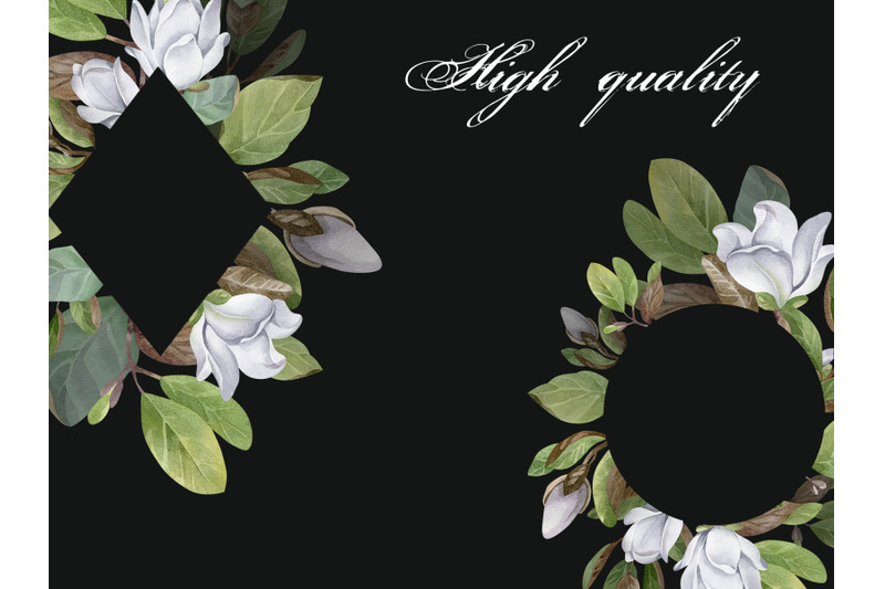 watercolor-set-of-floral-frames-magnolia