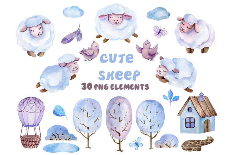 cute-sheep-30-watercolor-elements-png