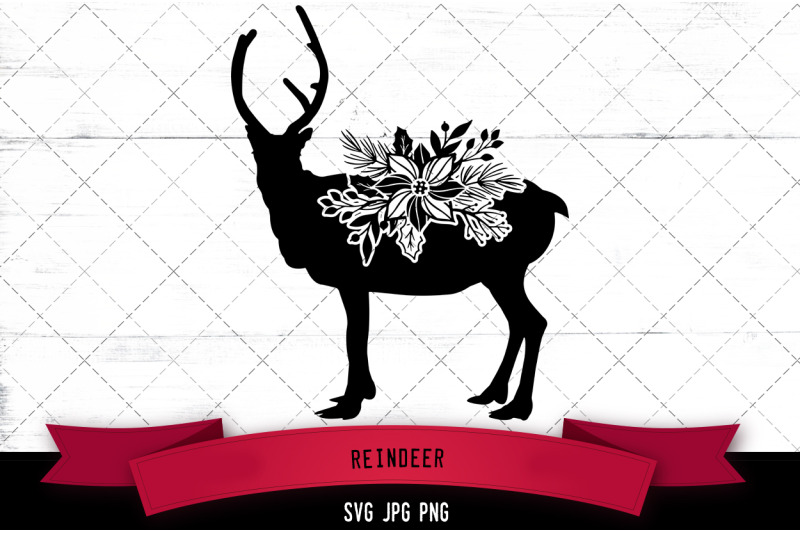 reindeer-floral-silhoette-vector