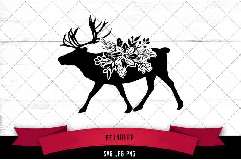 reindeer-floral-silhoette-vector