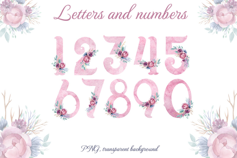 alphabet-with-watercolor-flowers-letters-monogram-numbers