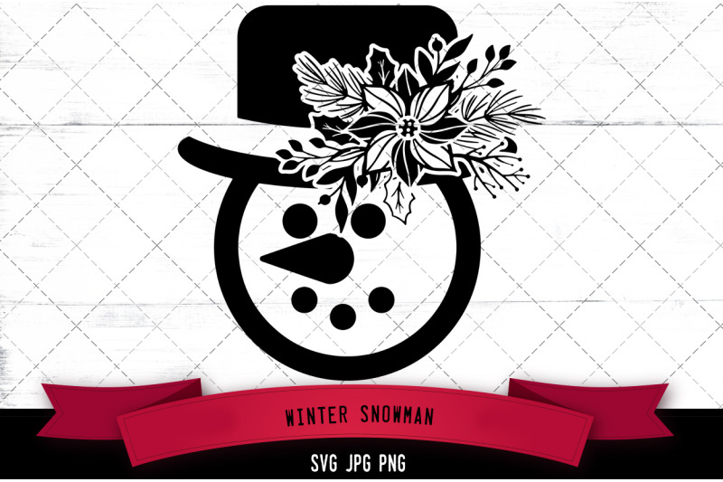 winter-snowman-floral-silhoette-vector