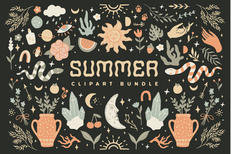 summer-clipart-bundle-font