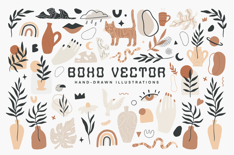 boho-vector-illustrations-font