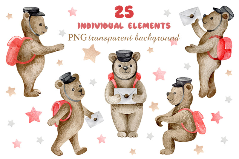 bear-postman-25-separate-png-individual-elements