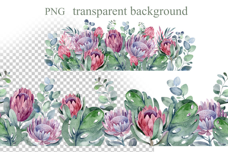watercolor-set-of-floral-borders-transparent-background