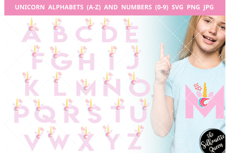 unicorn-alphabet-number-silhouette-vector