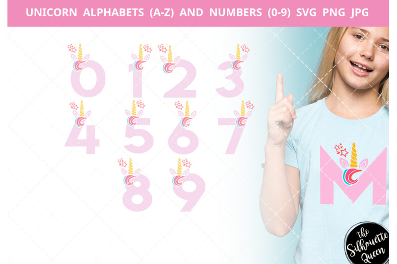 unicorn-alphabet-number-silhouette-vector