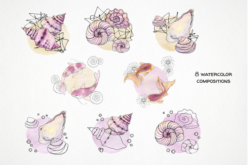 watercolor-abstract-sea-clipart-koi-fish-png-goldfish-digital-paper
