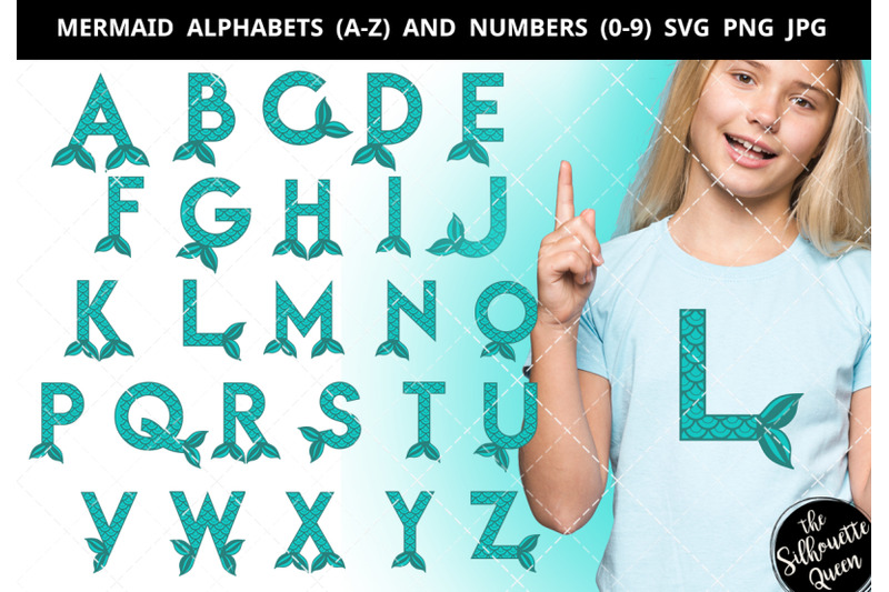 mermaid-alphabet-number-silhouette-vector