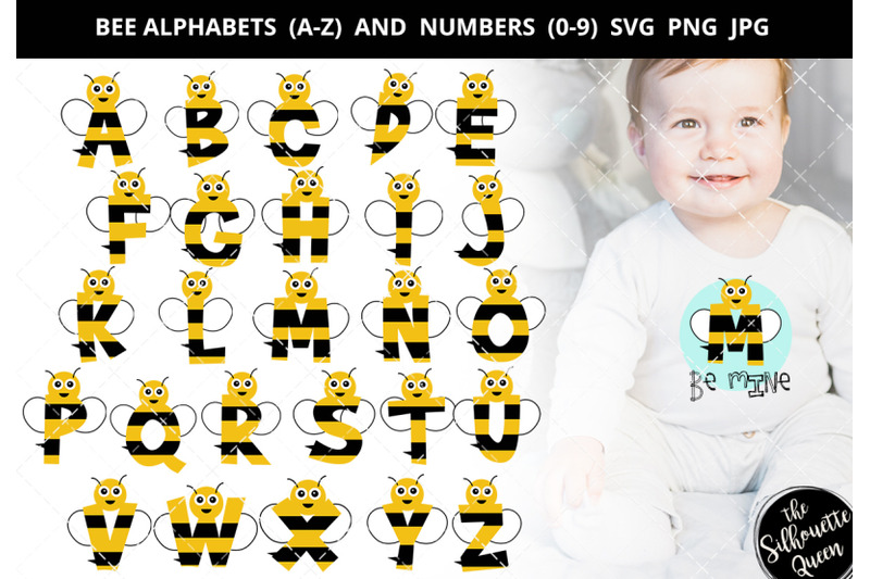 bee-alphabet-number-silhouette-vector