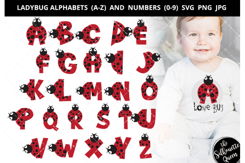 ladybug-alphabet-number-silhouette-vector