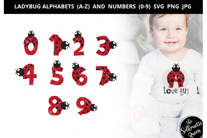 ladybug-alphabet-number-silhouette-vector