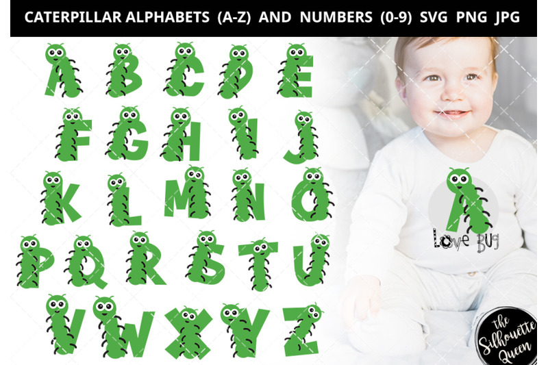 caterpillar-alphabet-number-silhouette-vector