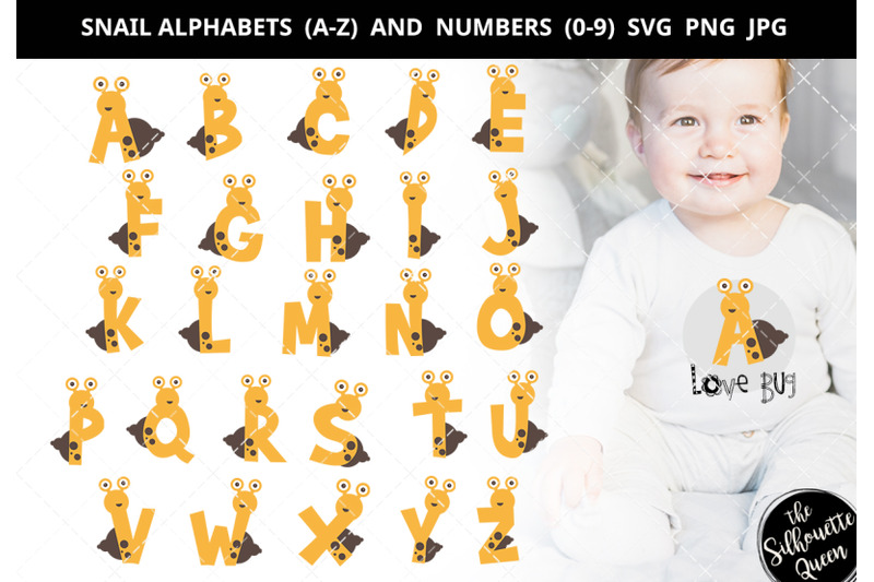 snail-alphabet-number-silhouette-vector